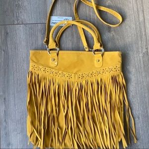 BOHO FRINGE LIGHT FESTIVAL CROSSBODY PURSE FAUX SUEDE